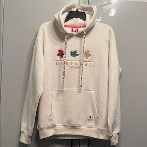 Montreal Canada Embroidered Maple Leaf Hoodie - Cream